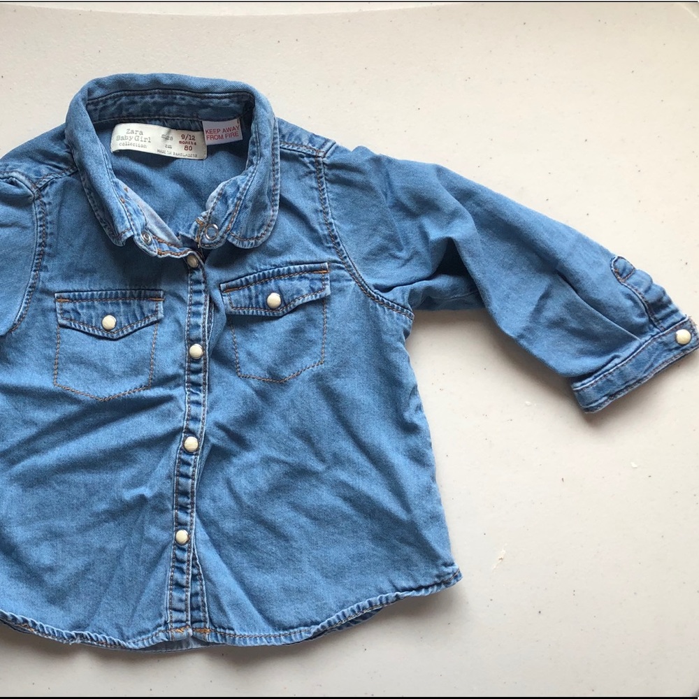 [Zara Baby Girl] Chambray Denim Snap Up Shirt
